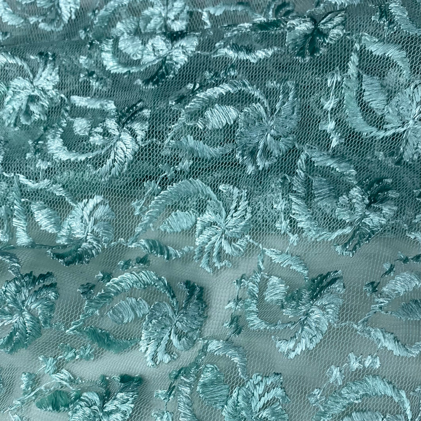 Embroidered Mesh - Mint Green