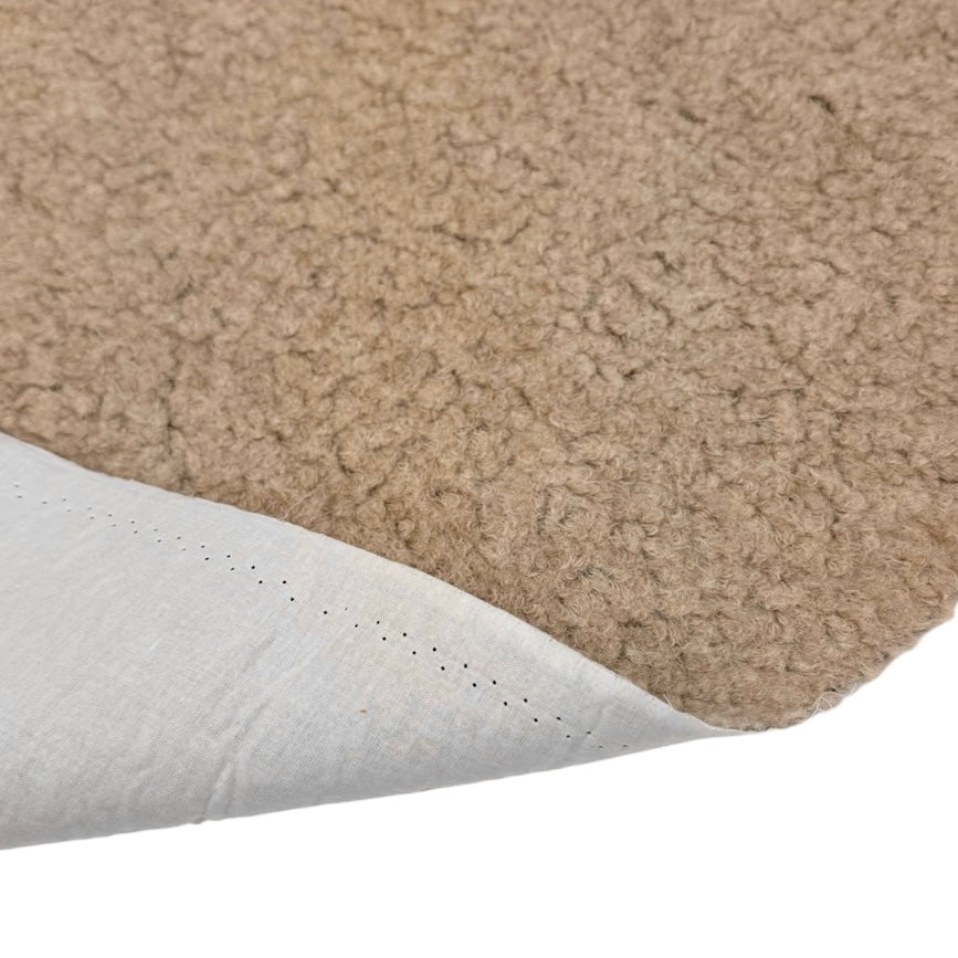 Boucle Wool Upholstery Remnant - Beige/Black
