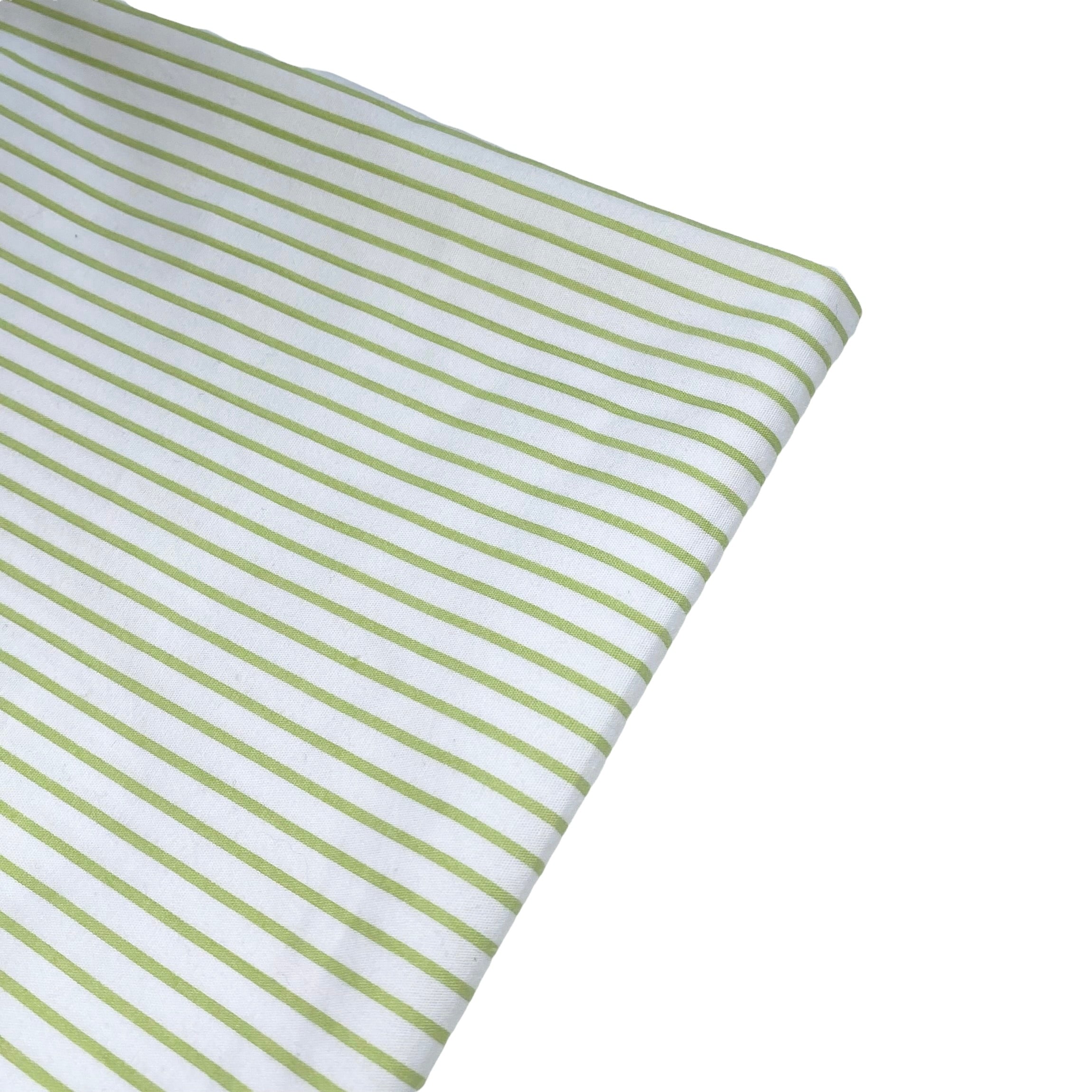 Striped Printed Cotton - White/Green