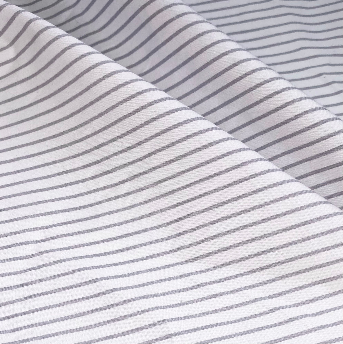 Striped Printed Cotton - White/Grey