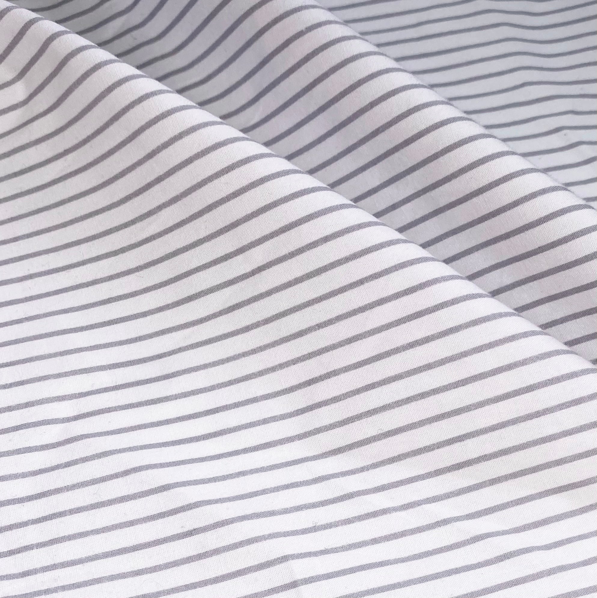 Striped Printed Cotton - White/Grey
