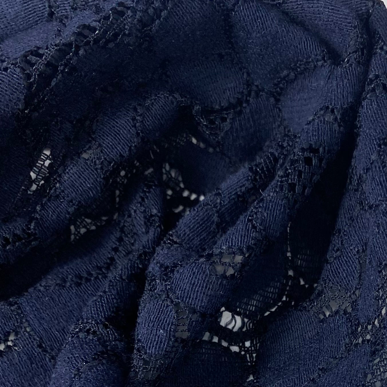 Floral Corded Lace - Navy