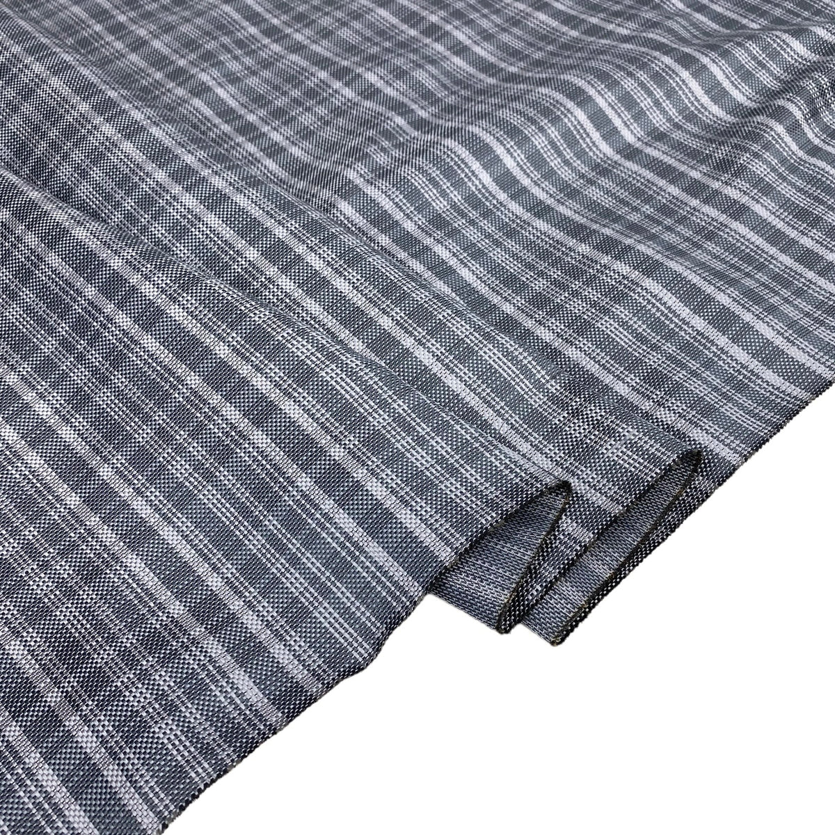 Yarn Dyed Plaid Woven Silk Fabric Remnant - Grey/Silver
