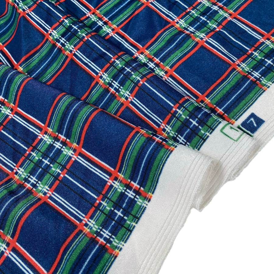 Printed Plaid Polyester Knit - Blue/Red/Green