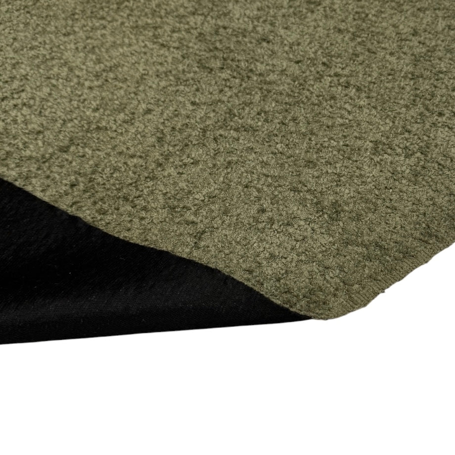 Boucle Interfaced Upholstery Remnant  - Olive