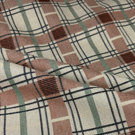 Plaid Cotton Blend Upholstery Remnant - Beige/Pink/Blue/Green