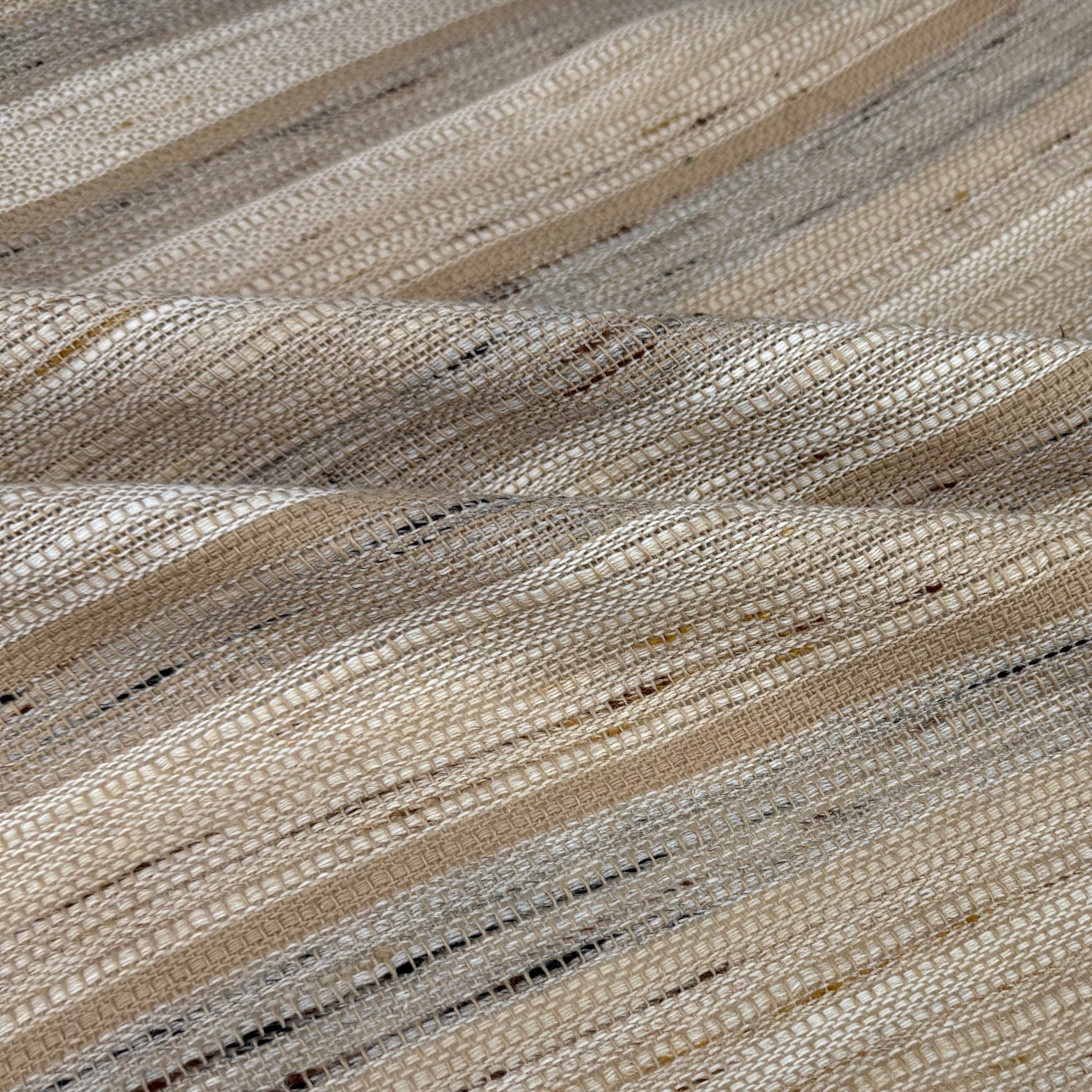 Woven Acrylic Striped Upholstery Remnant - Beige/White/Grey/Brown