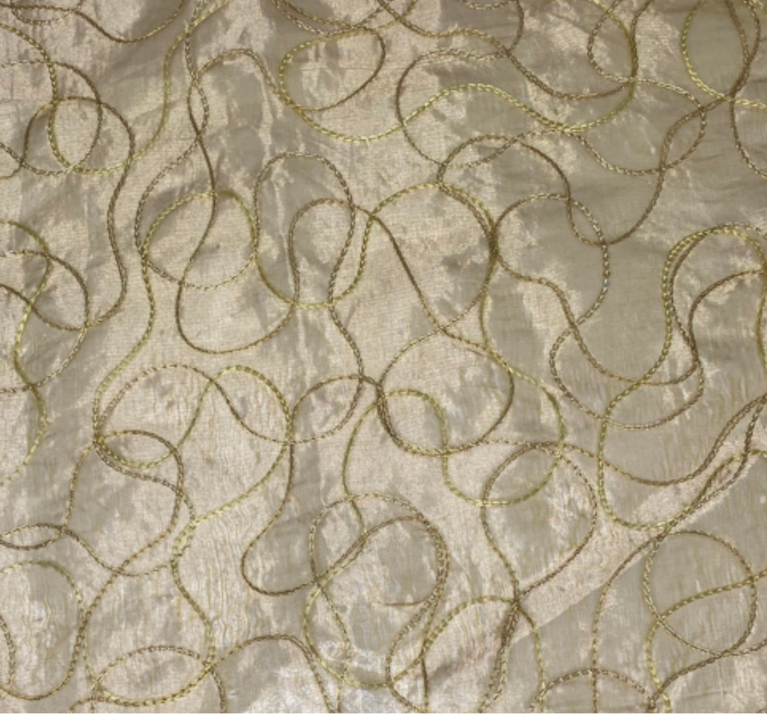 Embroidered Silk Organza - Yellow Gold
