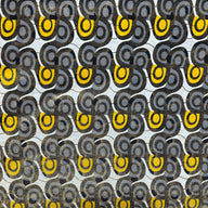 Waxed Metallic African Printed Cotton - Grey/Black/Yellow
