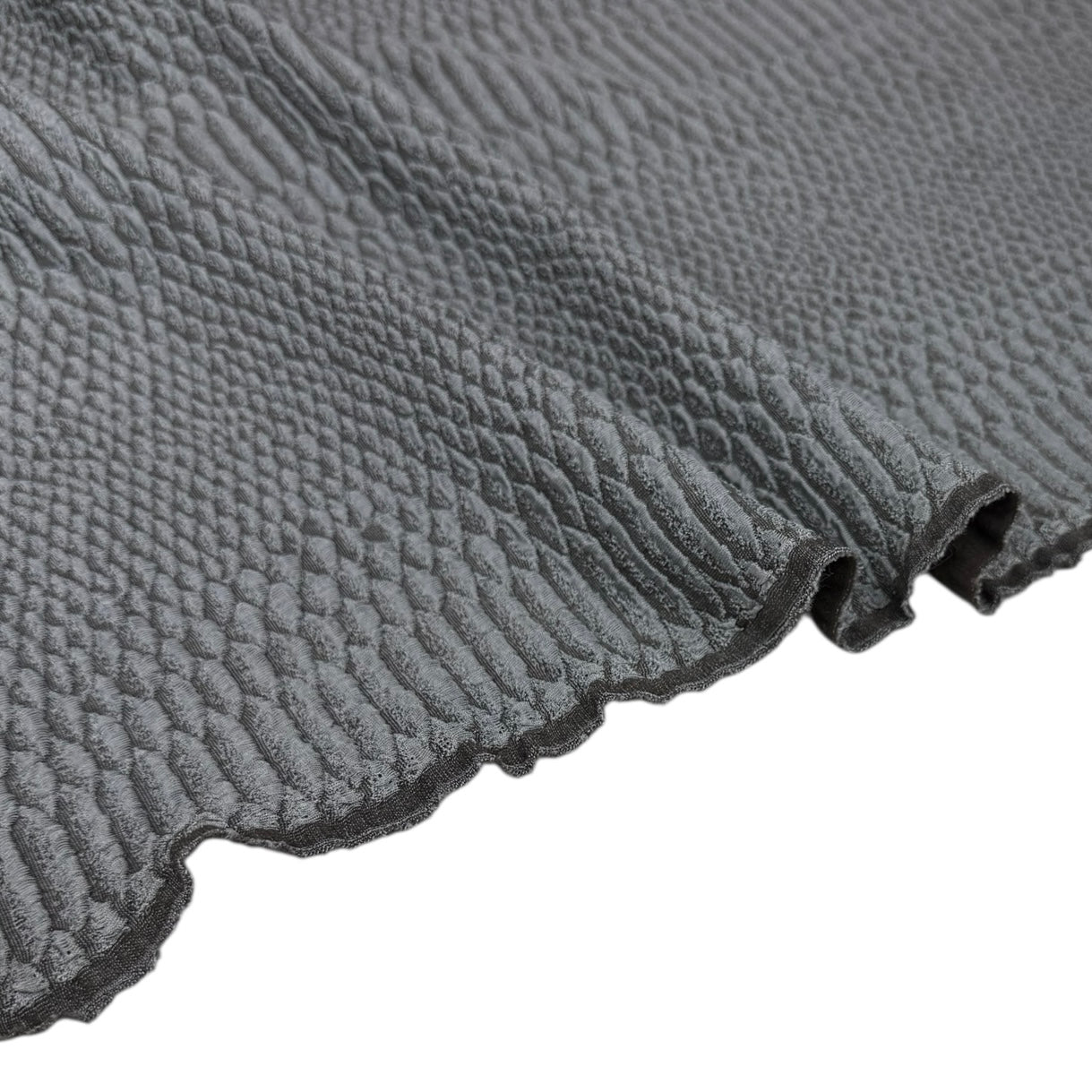 Snake Patterned Polyester Textured Stretch Knit - Grey