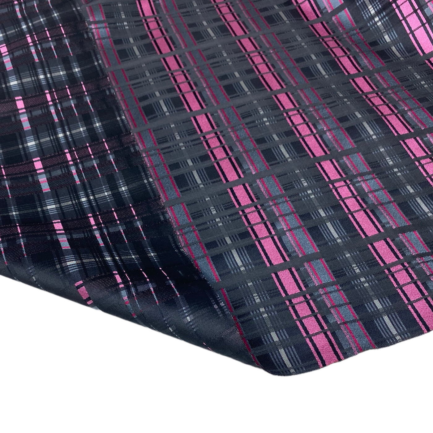 Plaid Silk/Polyester - Black / Grey / Pink