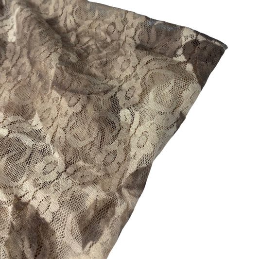 Floral Printed Stretch Lace - Beige