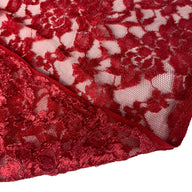 Floral Embroidered Lace - Red