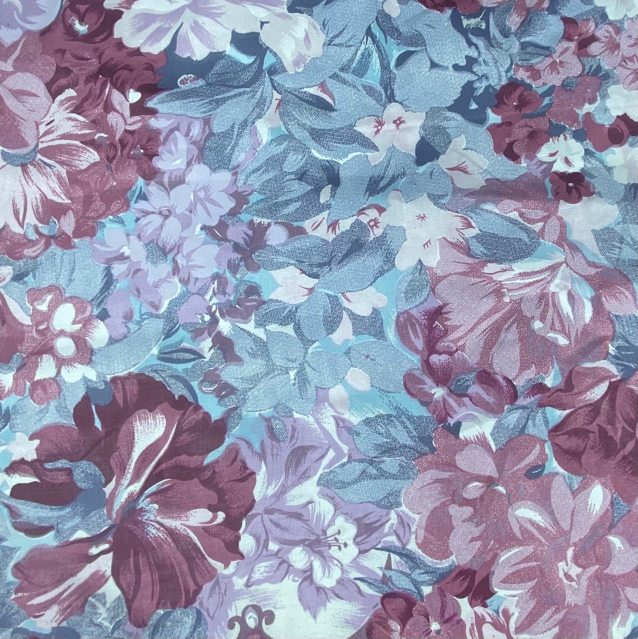 Printed Cotton - Vintage Floral - Pink/Purple/Blue