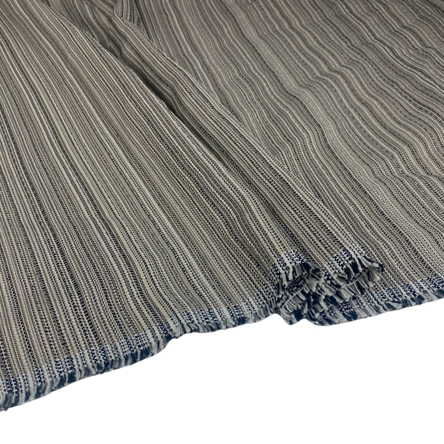 Striped Upholstery Remnant  - Beige/White/Black