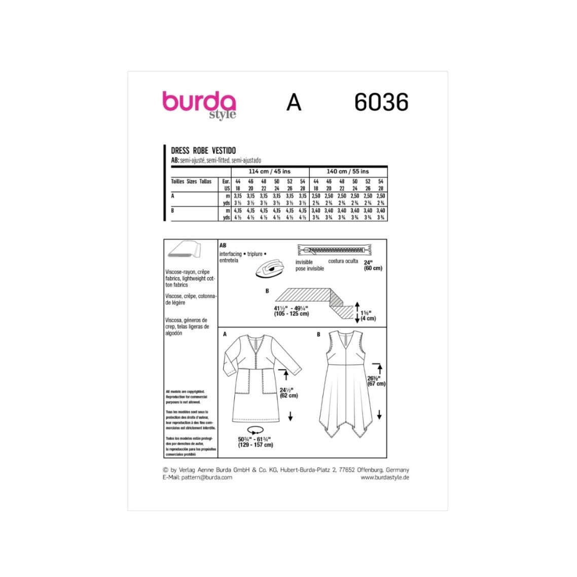 Burda Style 6036 - Dress Sewing Pattern