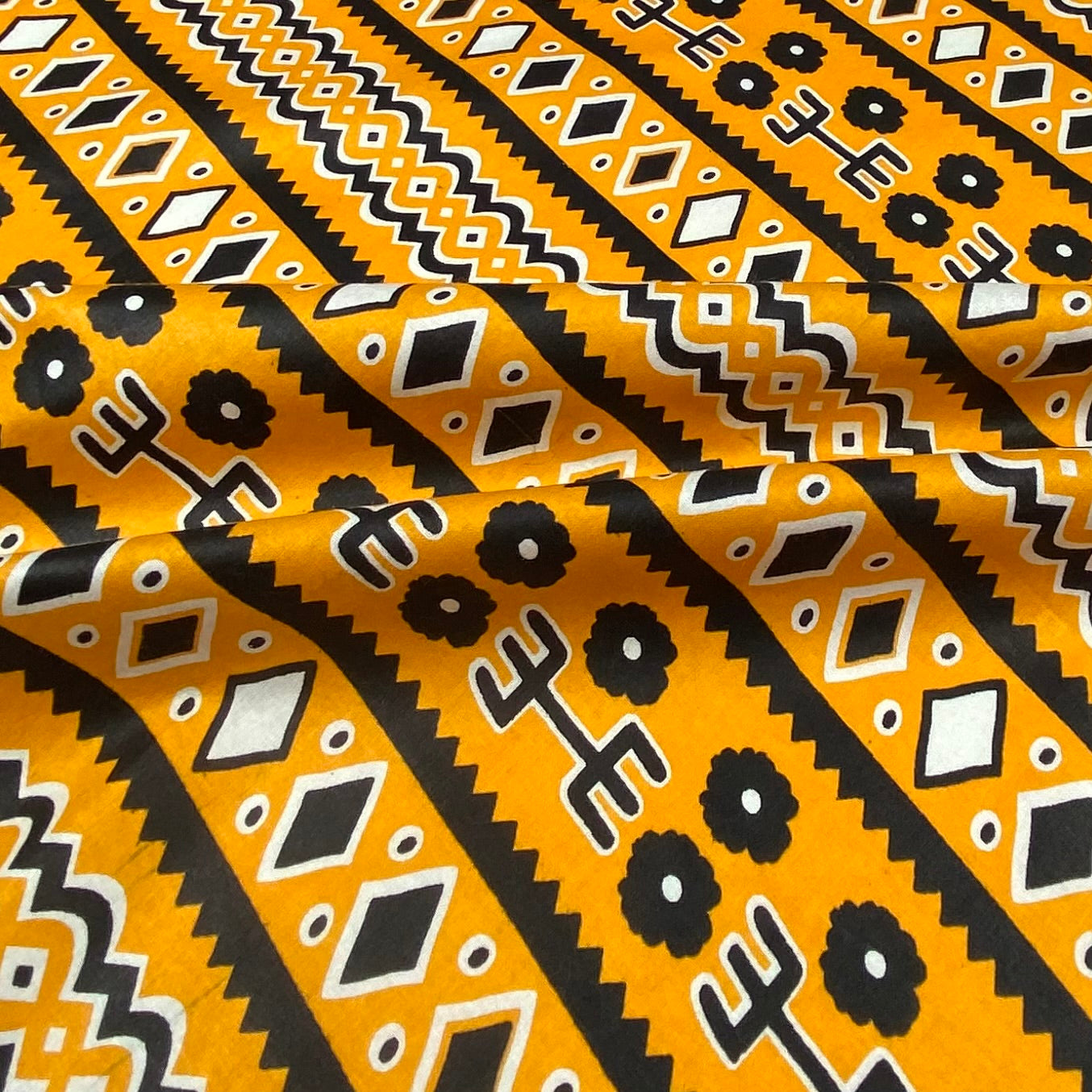 Super Wax African Printed Cotton - Striped - Golden Yellow/Black