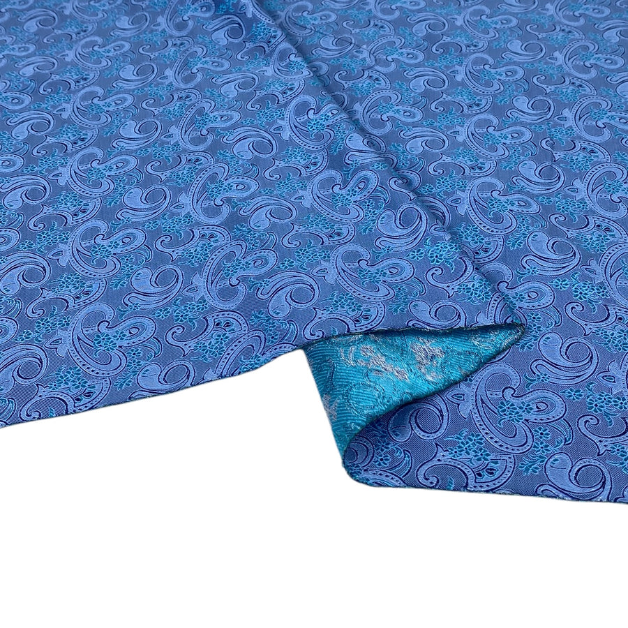 Paisley Silk/Polyester Jacquard - Blue / Aqua - Remnant