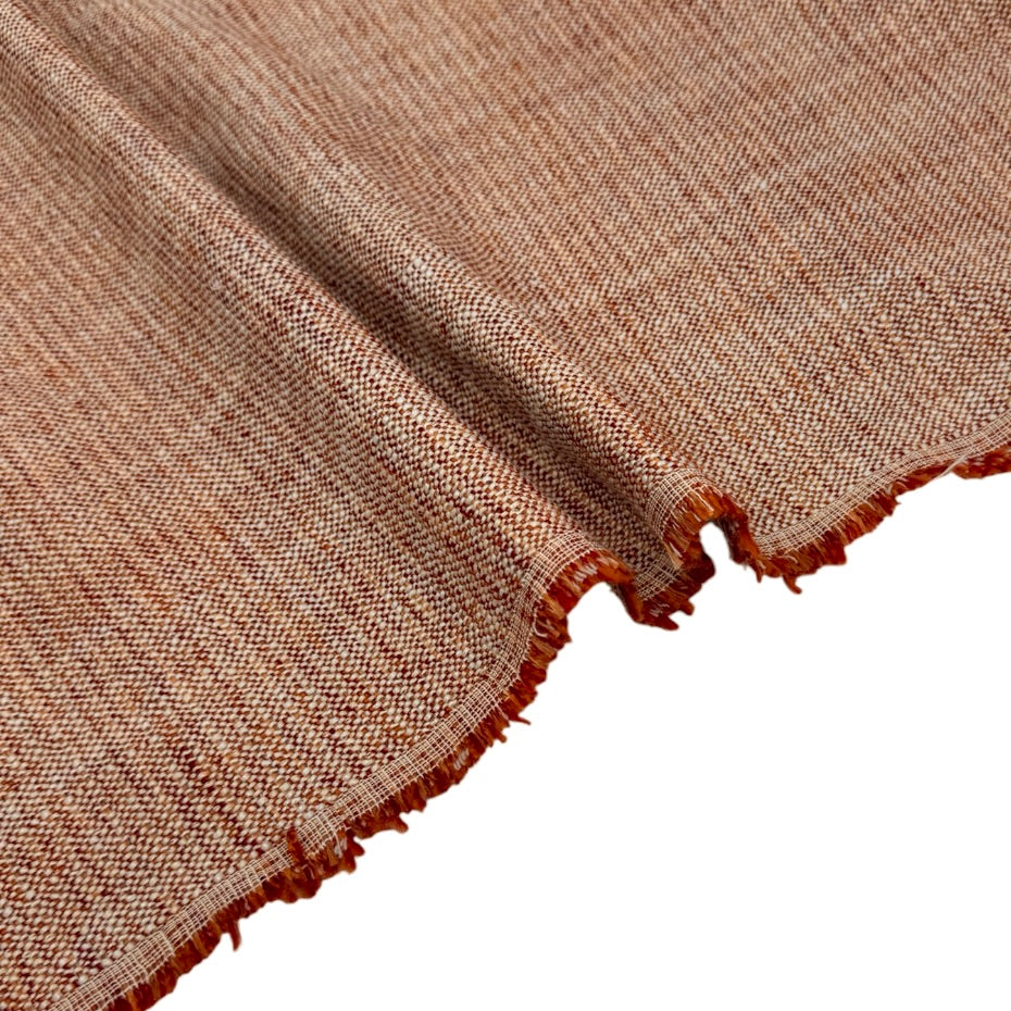 Woven Upholstery Remnant - Ivory/Rust/Orange