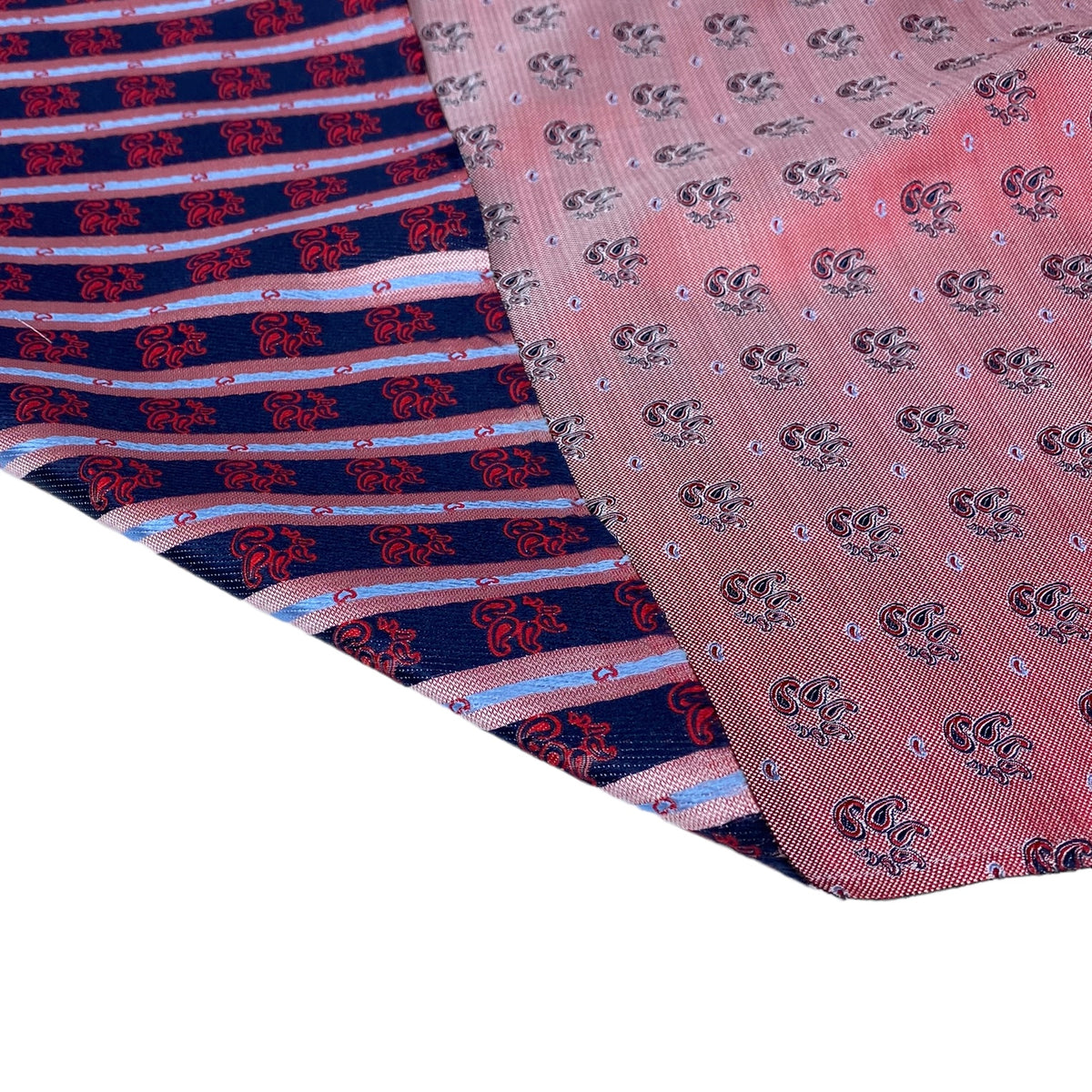 Silk Paisley Jacquard Remnant - Red/White/Navy/Light Blue