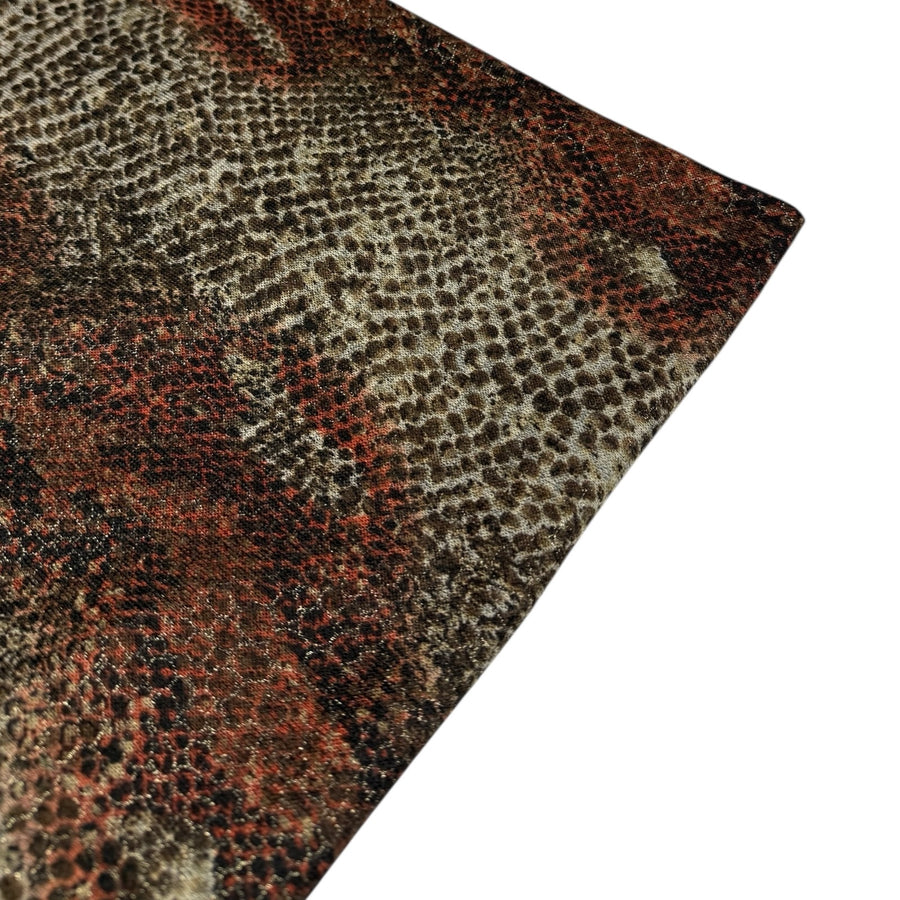 Striped Snake Printed Polyester Knit - Brown/Metallic Gold