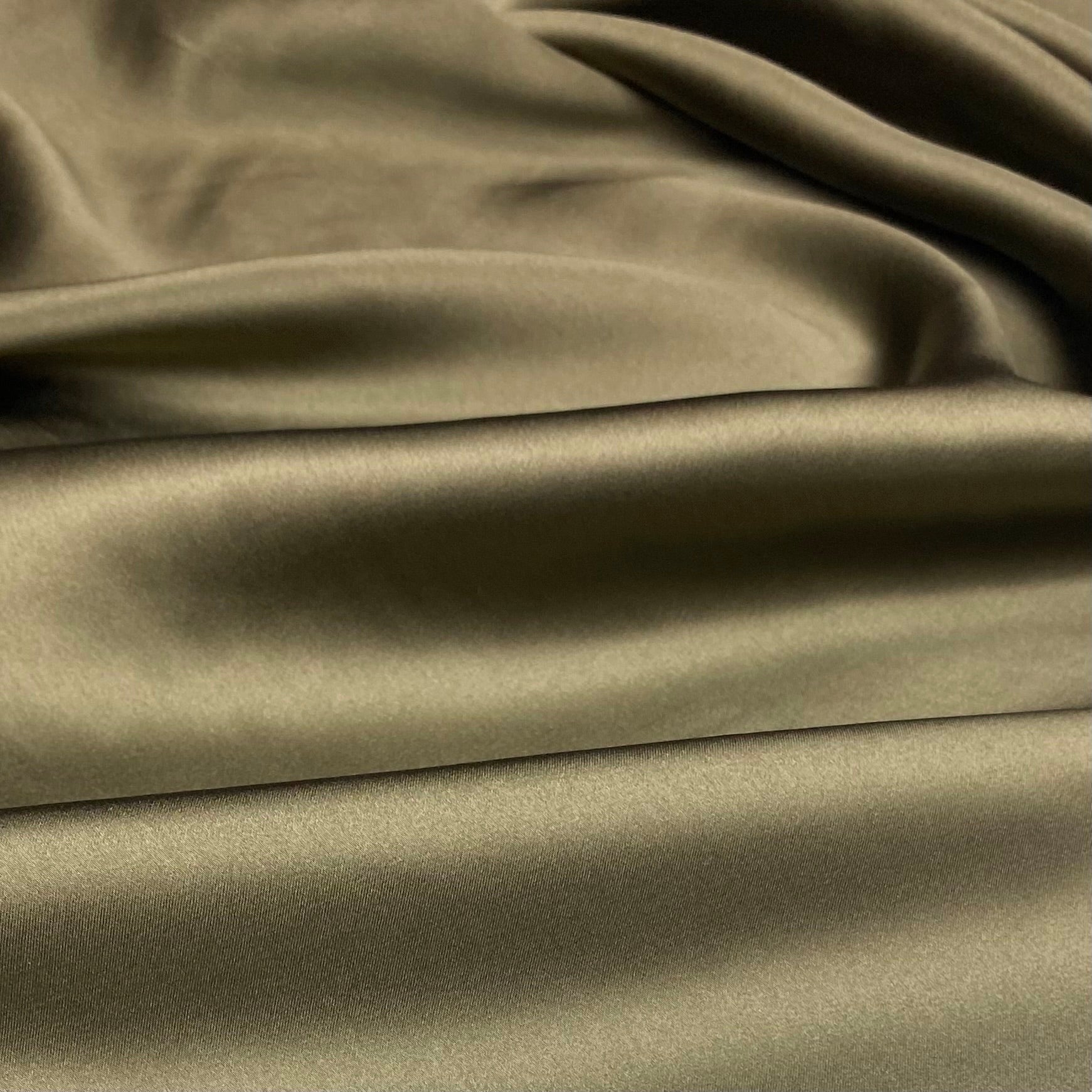 Mulberry Silk Charmeuse Satin - Bronze Olive