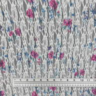 Floral Printed Stretch Lace - White/Pink/Blue