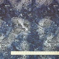 Paisley Printed Polyester Stretch Knit - Blue/Black