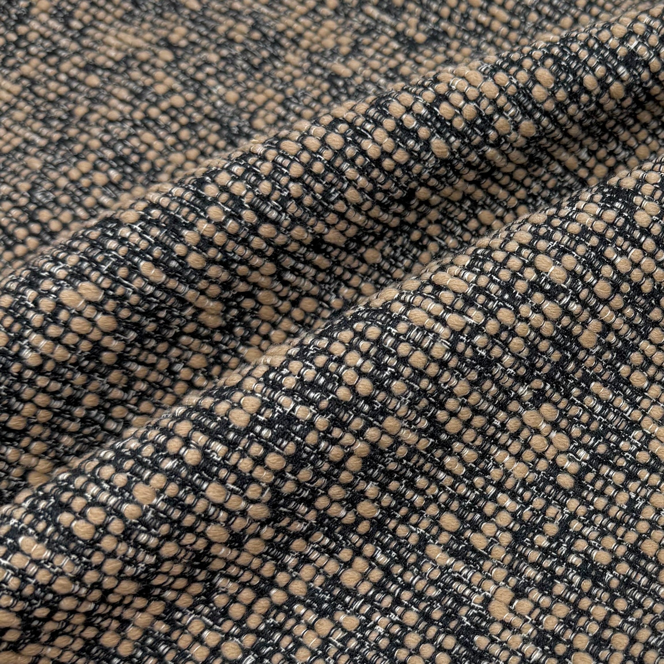 Boucle Upholstery Remnant  - Beige/Navy/White