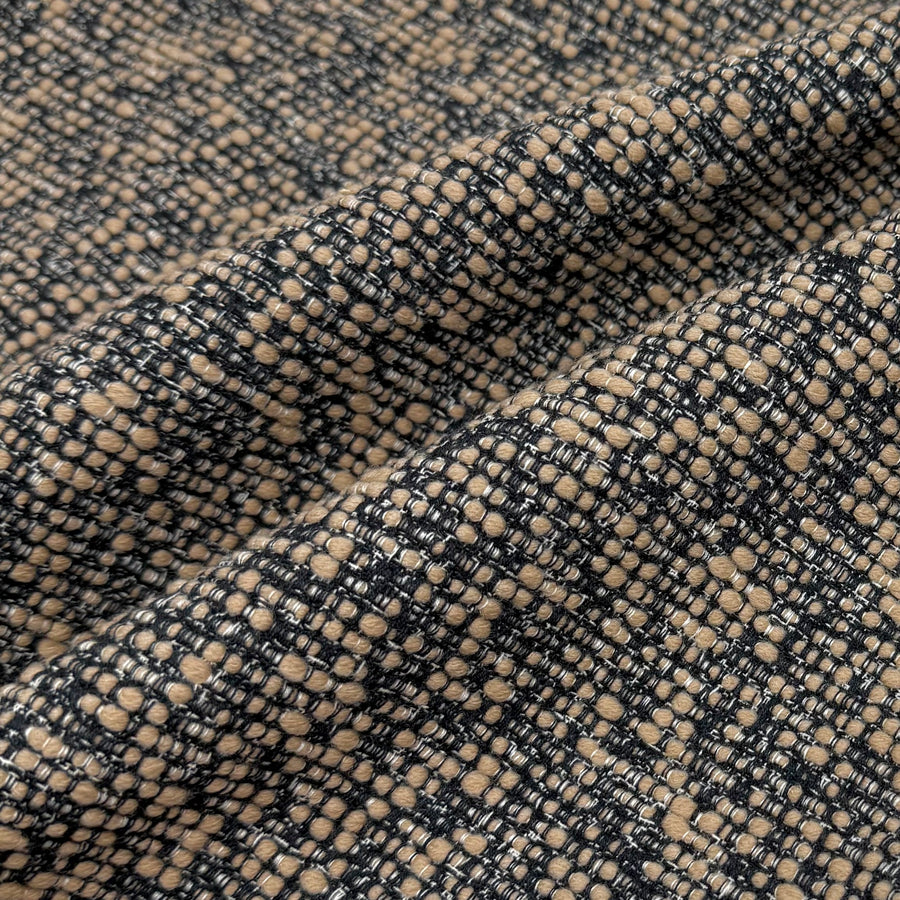 Boucle Upholstery Remnant  - Beige/Navy/White