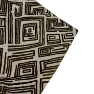 Patterned Flocked Linen Remnant - Beige/Brown