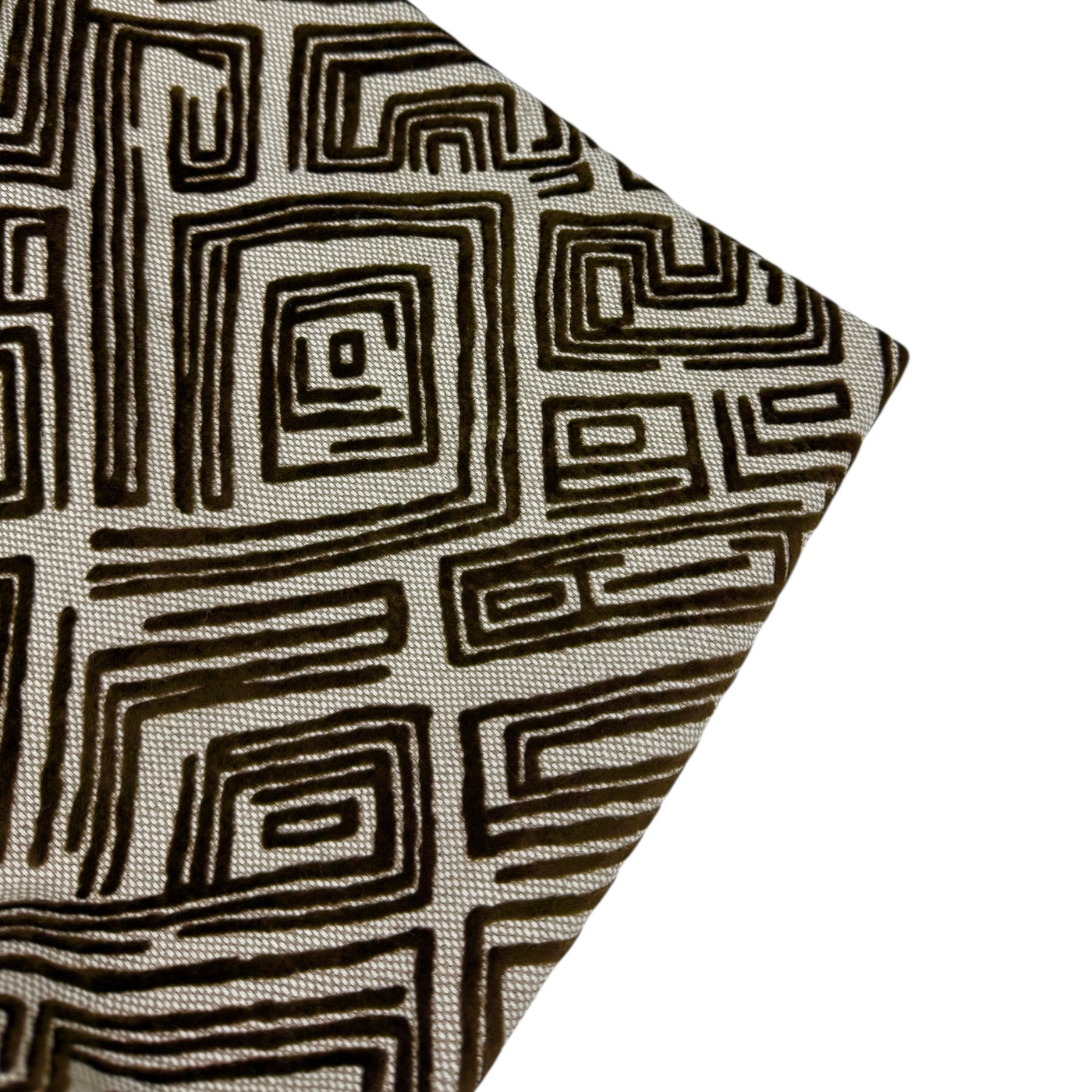 Patterned Flocked Linen Remnant - Beige/Brown
