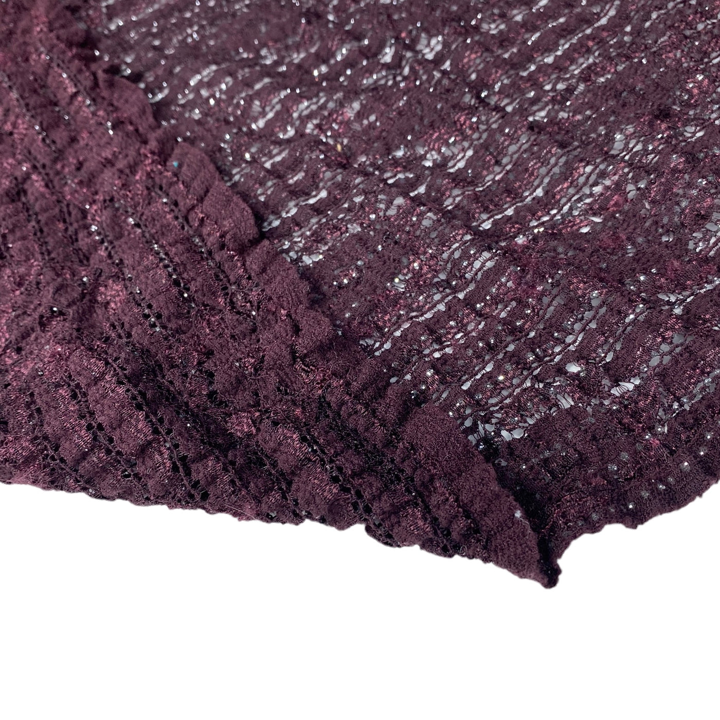 Stretch Floral Lace - Purple/Silver Glitter