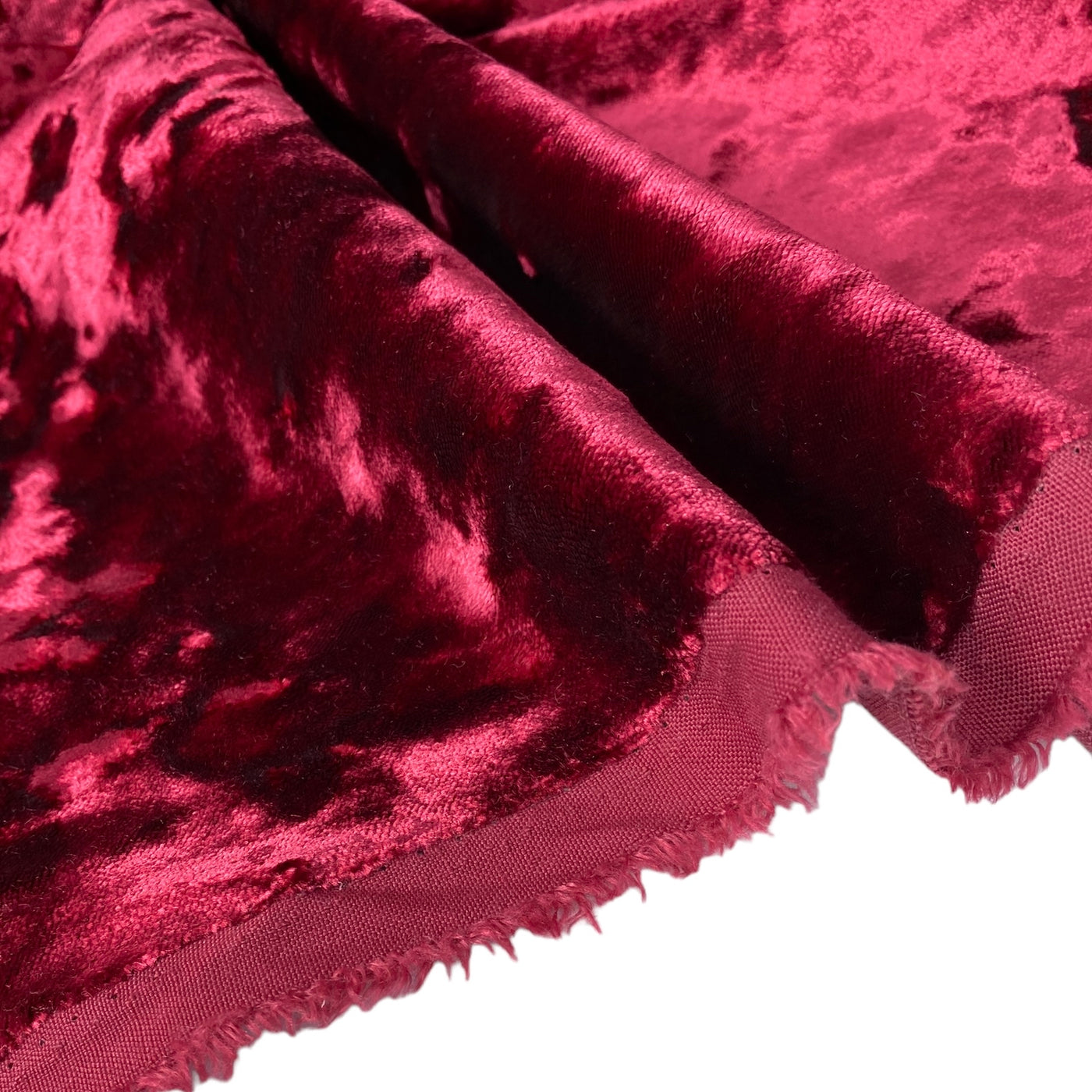 Crushed Velvet Upholstery - Designer Remnant - Red