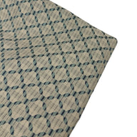 Patterned Cotton Jacquard Upholstery Remnant - Beige/Aqua/Blue