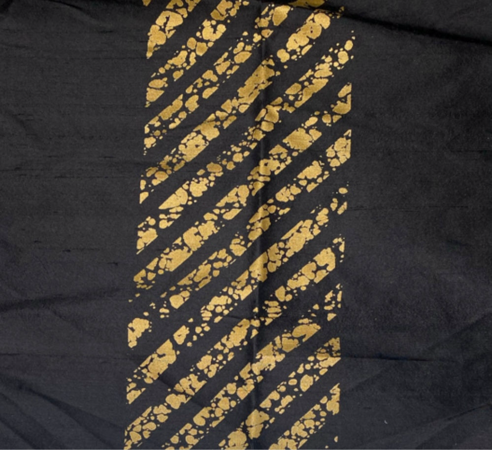 Striped Silk Shantung - Black/Gold