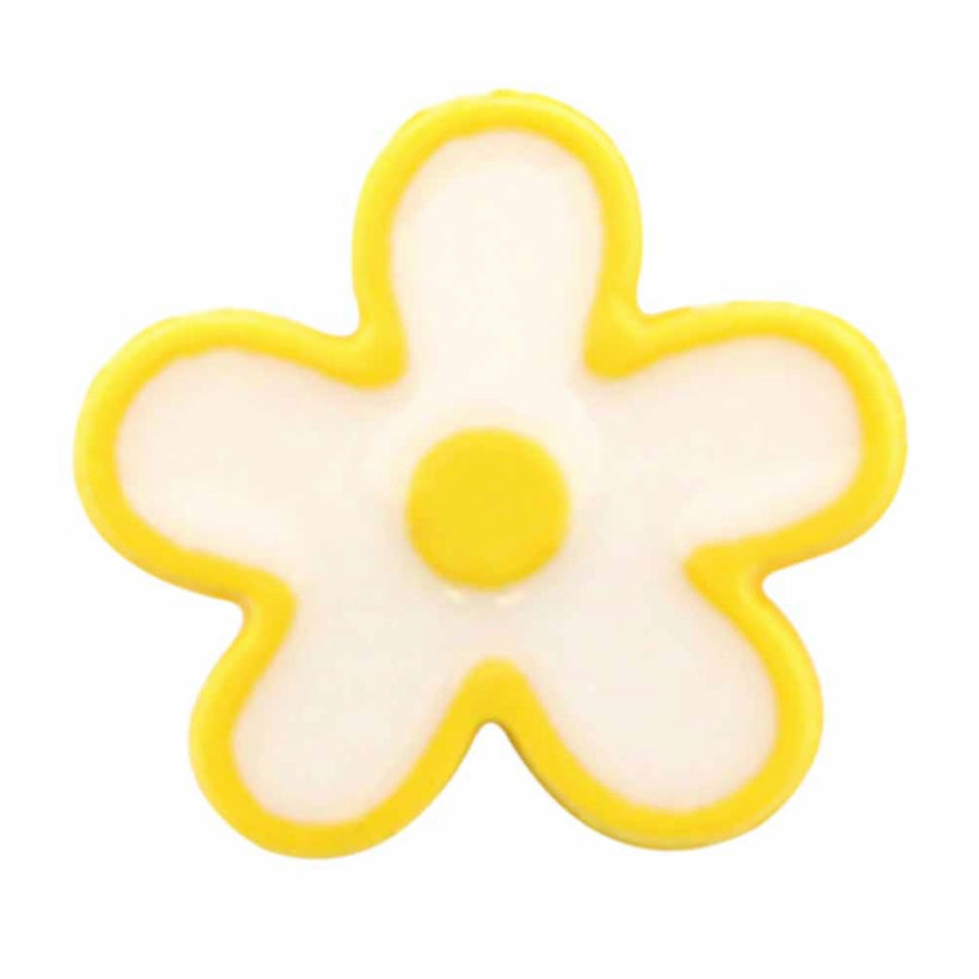 Novelty Shank Button - Flower - Yellow - 15mm - 3 count
