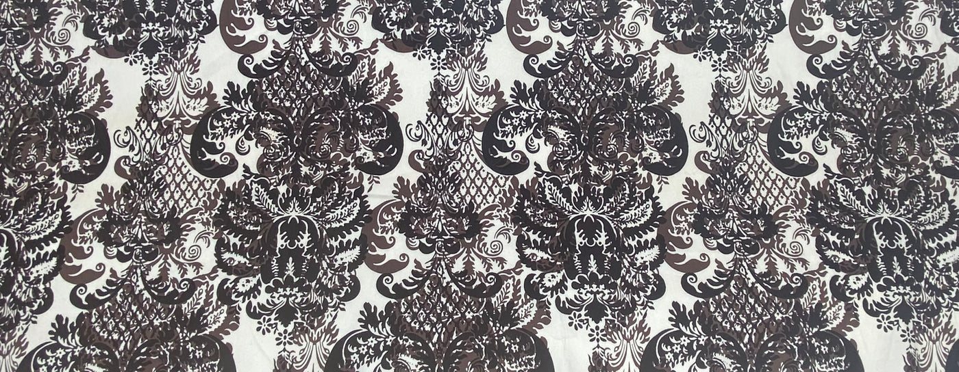 Lightweight Printed Cotton - White/Brown