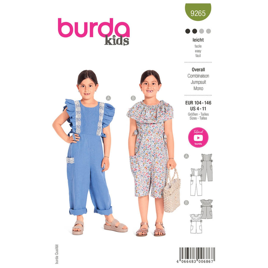 Burda Kids 9265 - Overalls Sewing Pattern