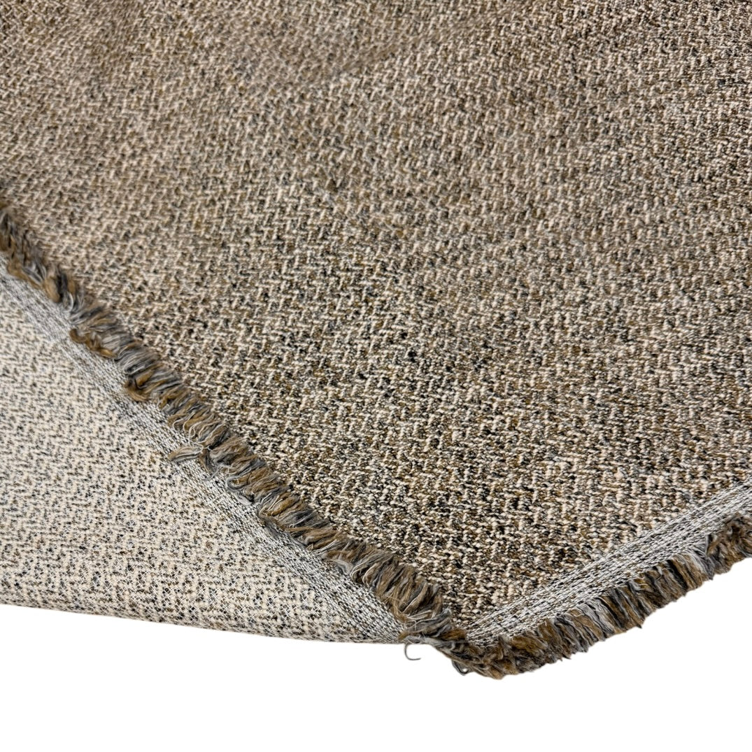 Herringbone Upholstery Remnant - Beige/Grey/Olive