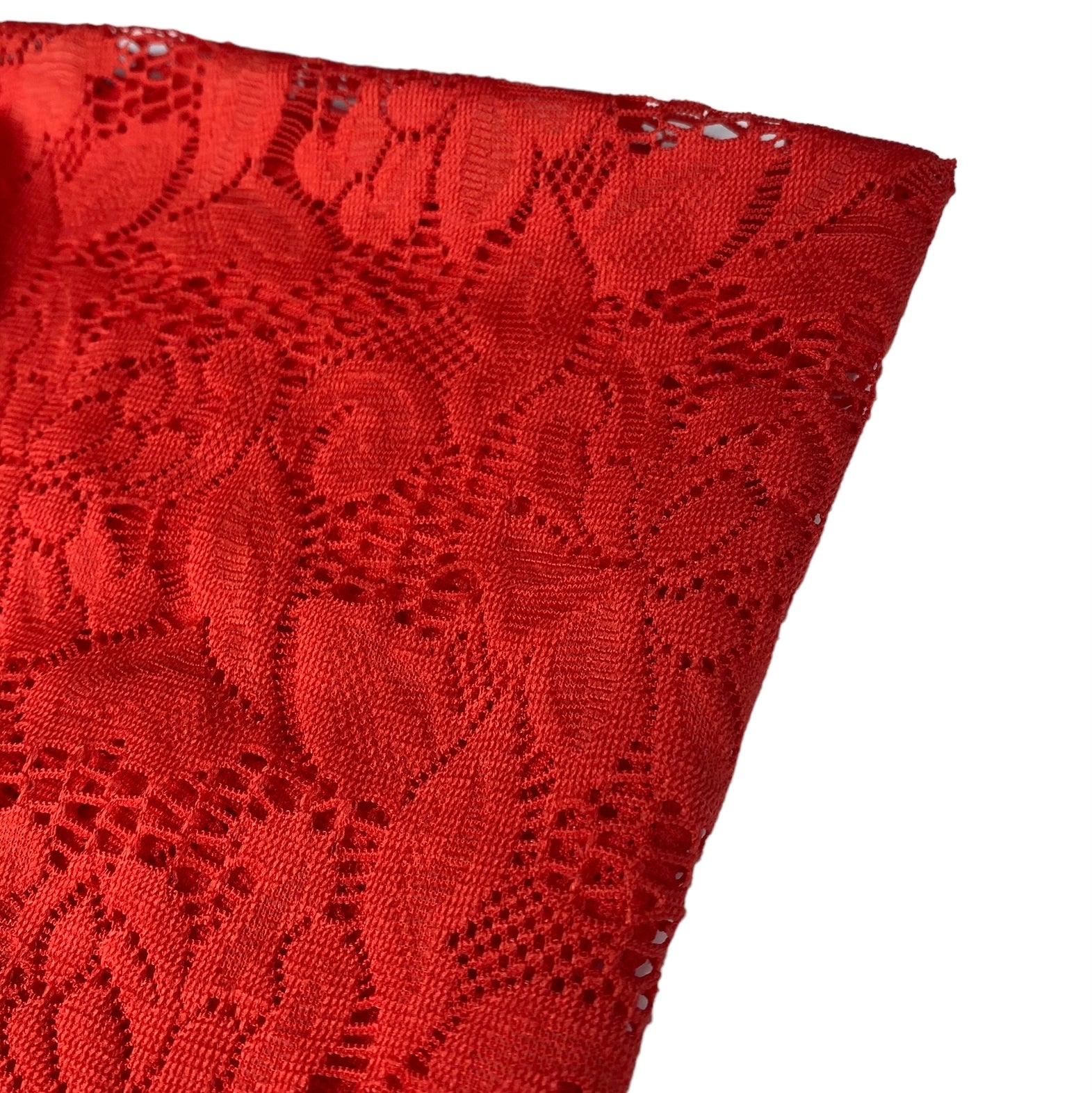 Stretch Floral Lace - 52” - Red