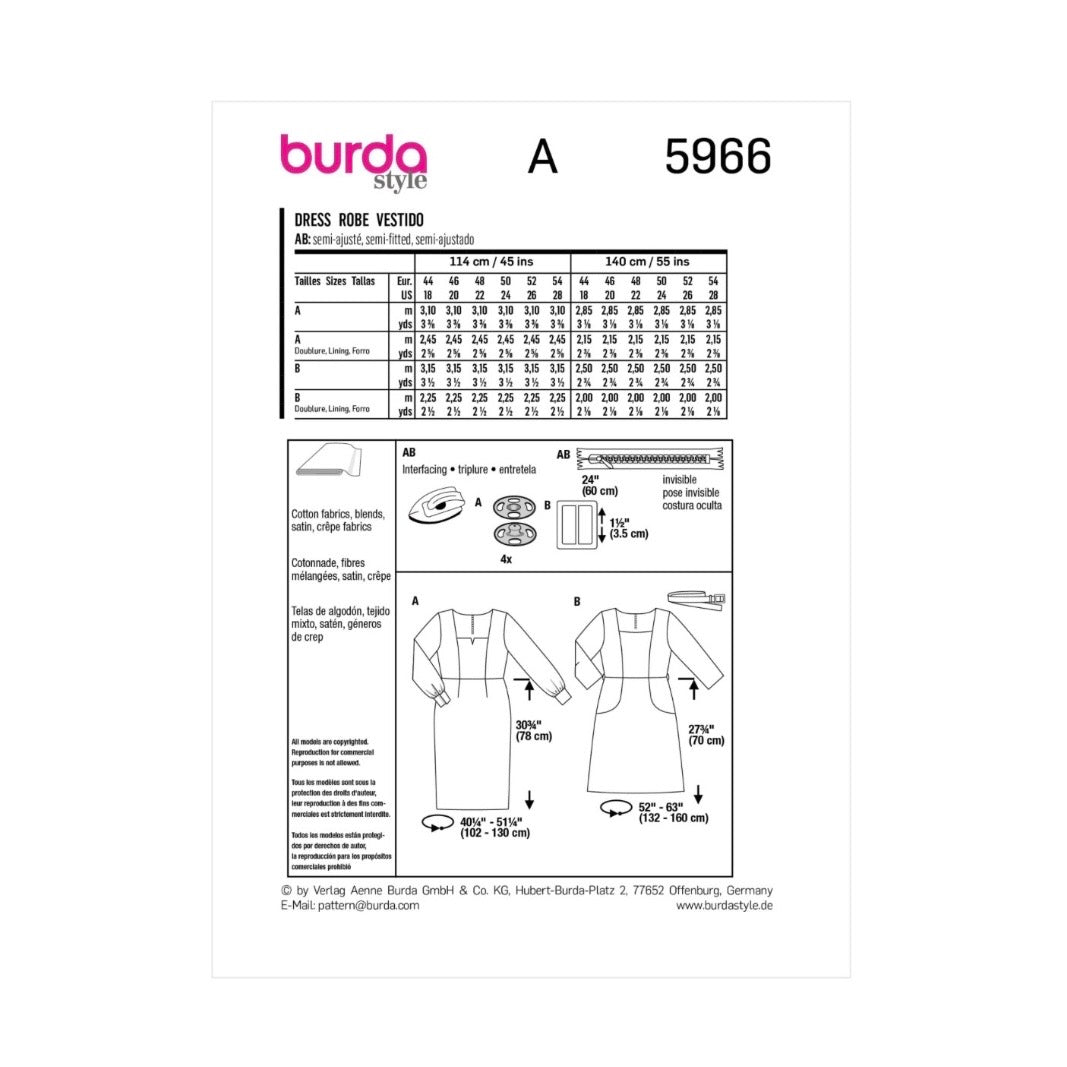 Burda Style 5966 - Dress Sewing Pattern