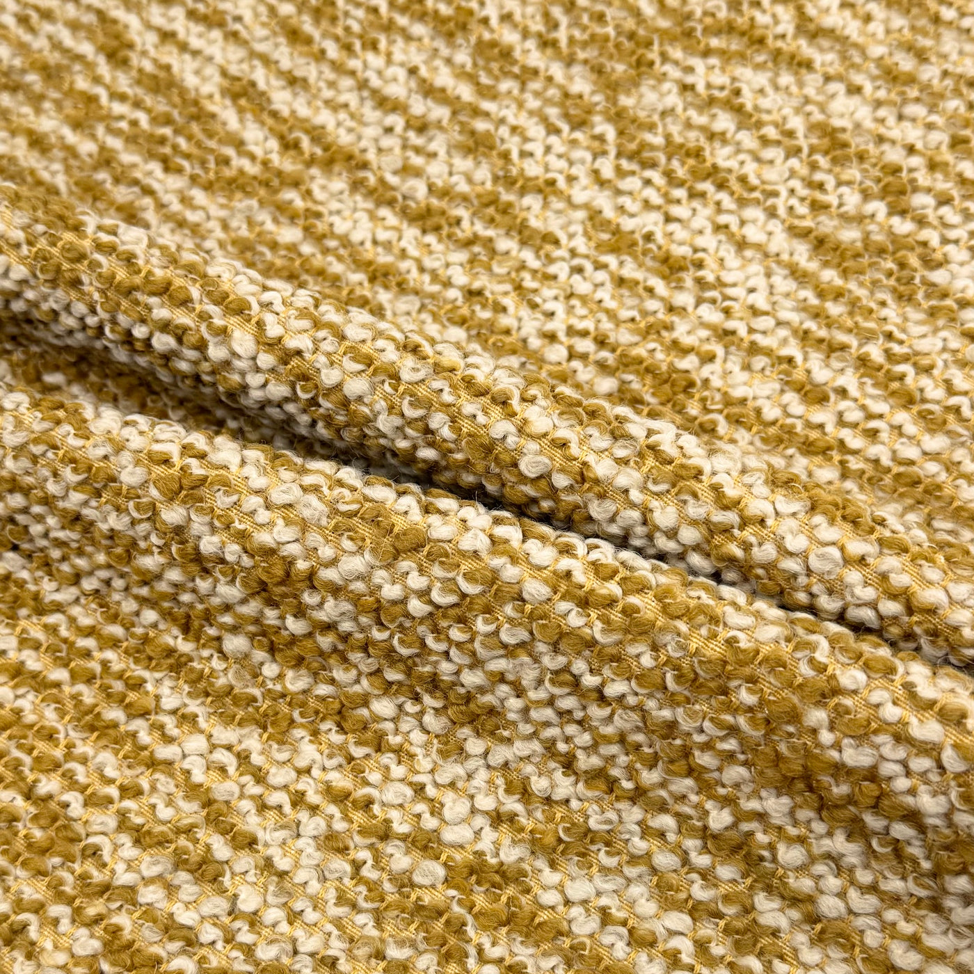 Boucle Wool Upholstery Remnant - Gold/Ivory