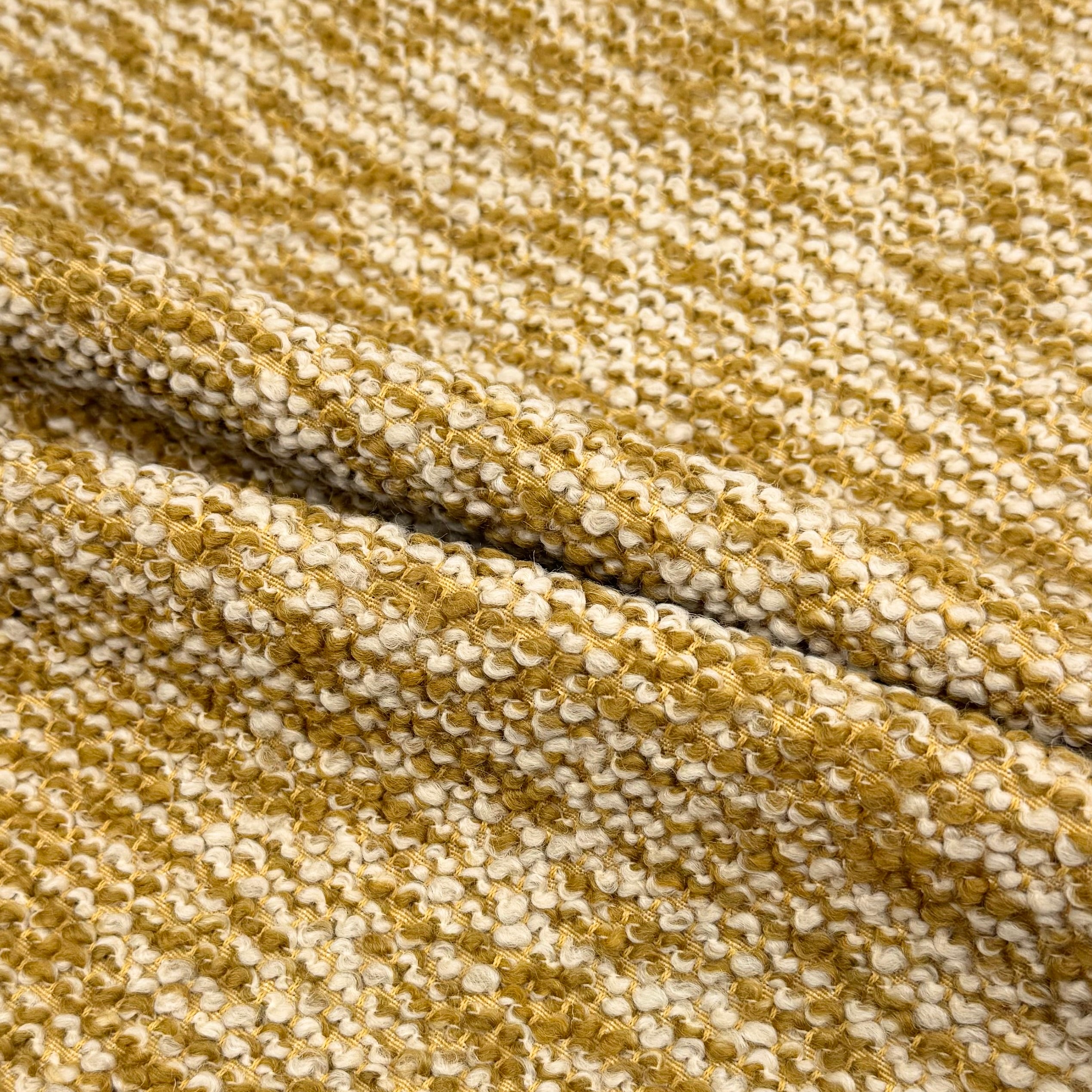 Boucle Wool Upholstery Remnant - Gold/Ivory