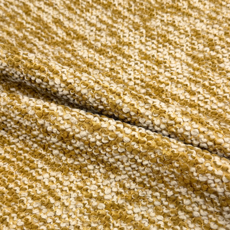 Boucle Wool Upholstery Remnant - Gold/Ivory