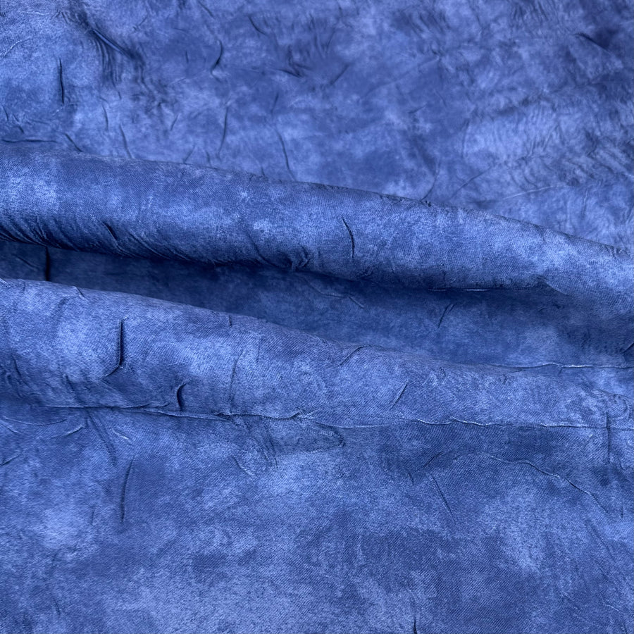 Crinkled Marble Printed Polyester - Blue