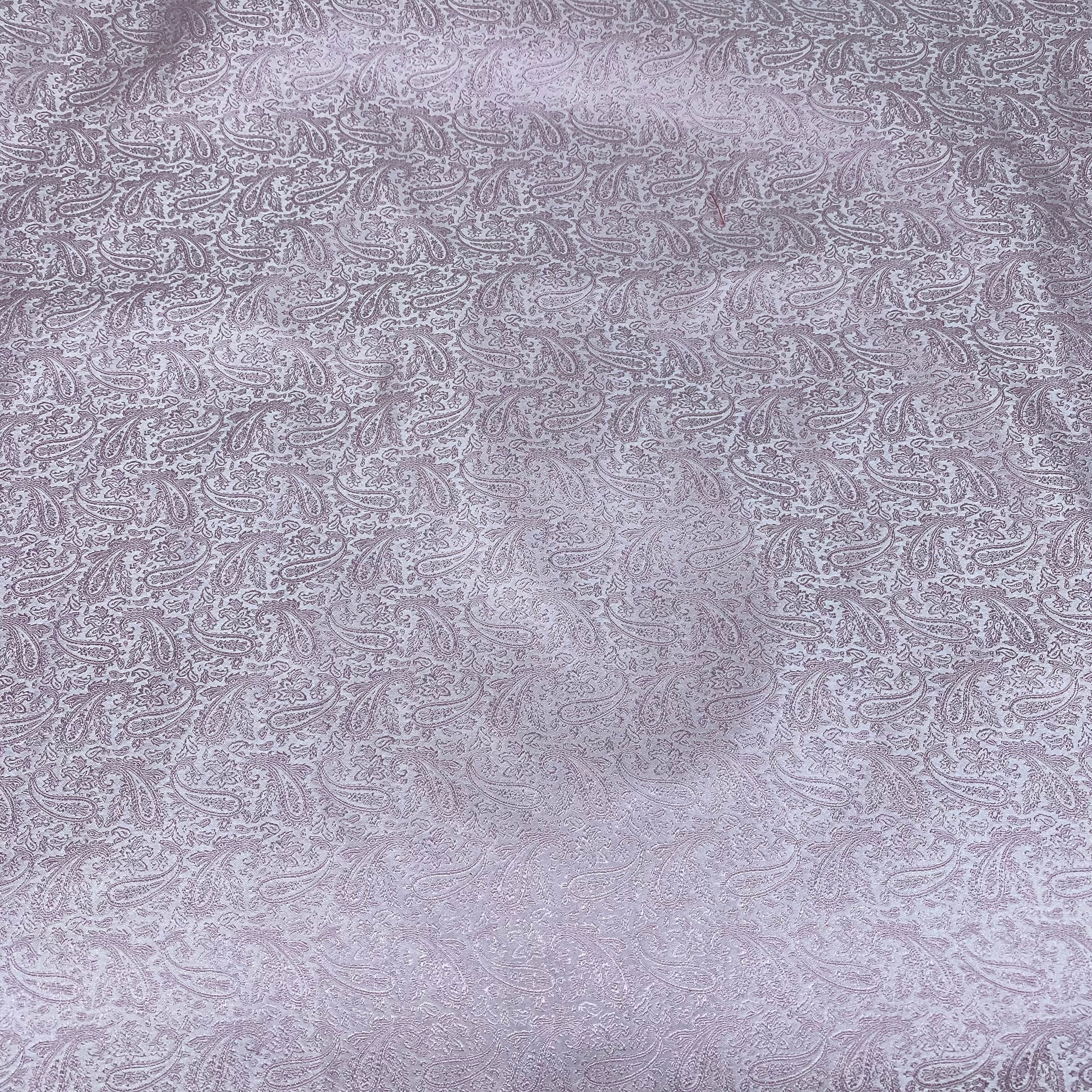 Paisley Silk/Polyester Jacquard - Pink / White - Remnant