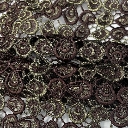 Guipure Lace - Brown/Gold
