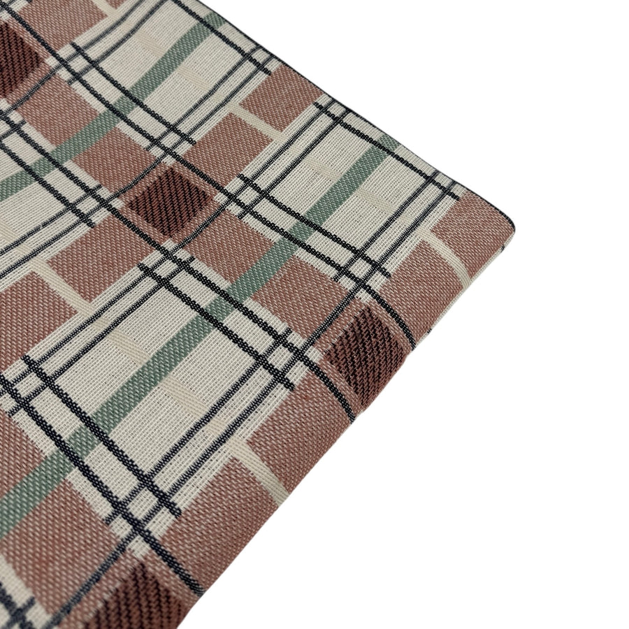 Plaid Cotton Blend Upholstery Remnant - Beige/Pink/Blue/Green