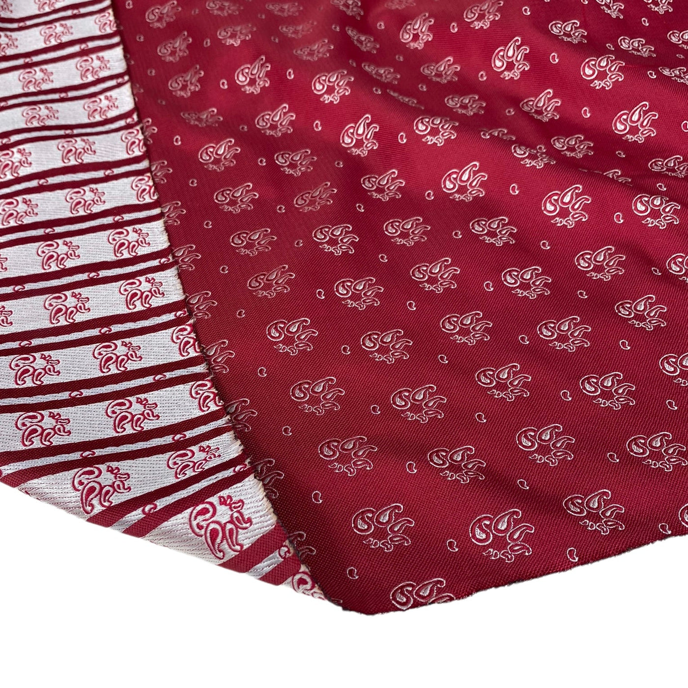 Silk Paisley Jacquard Remnant - Red/White